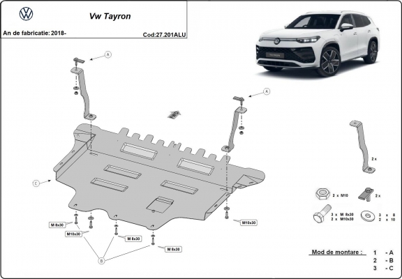 Hliníkový kryt pod motor VW Tayron