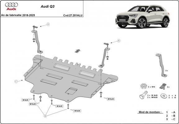 Hliníkový kryt pod motor Audi Q3