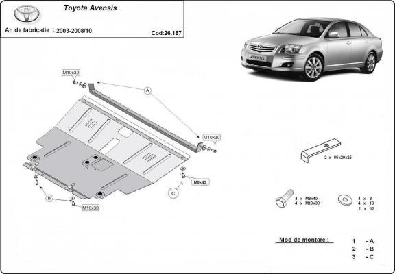 Kryt pod motor Toyota Avensis
