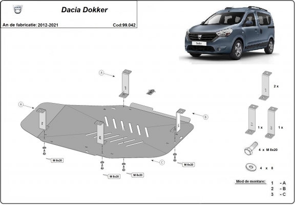 Kryt pod nádrž Dacia Dokker