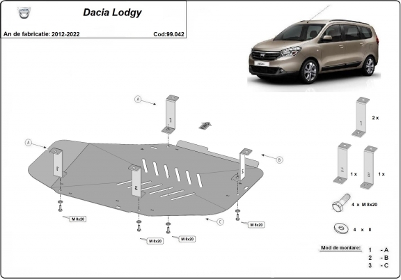 Kryt pod nádrž Dacia Lodgy