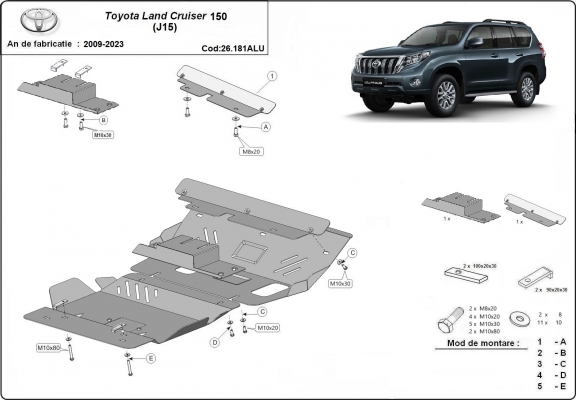 Kryt pod motor hliník Toyota Land Cruiser 150