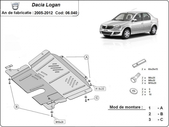 Kryt pod motor Dacia Logan 1