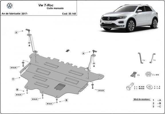 Kryt pod motor Volkswagen T-Roc -  ruční převodovka