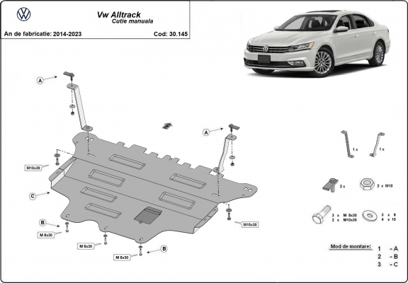 Kryt pod motor VW Passat Alltrack -  ruční převodovka