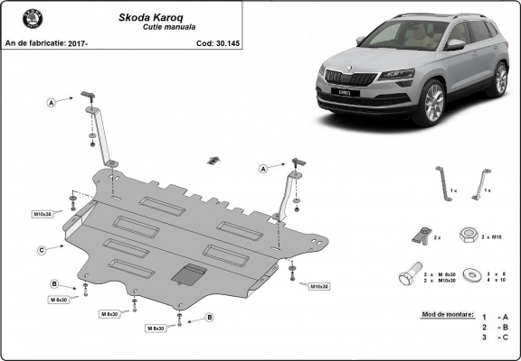 Kryt pod motor Skoda Karoq -  ruční převodovka