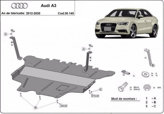 Kryt pod motor Audi A3 (8V)