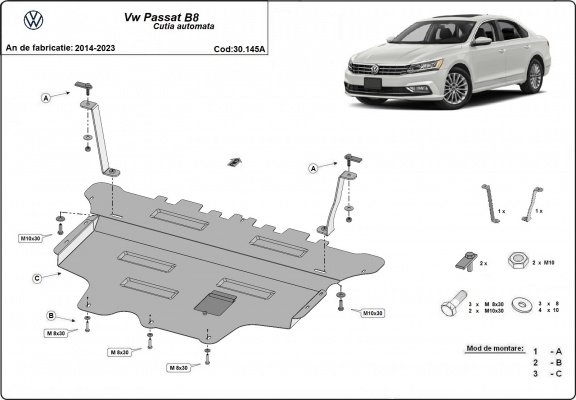 Kryt pod motor VW Passat B8 -  automatická převodovka
