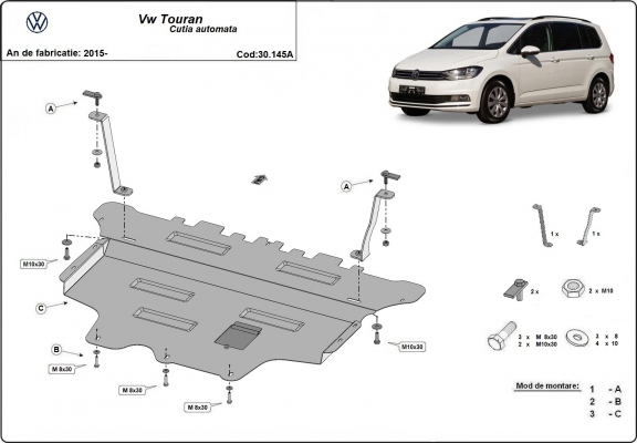 Kryt pod motor VW Touran -  automatická převodovka
