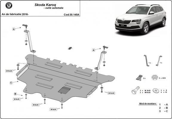 Kryt pod motor Skoda Karoq - automatická převodovka