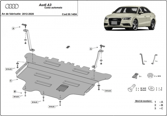 Kryt pod motor Audi A3 (8V) - automatická převodovka