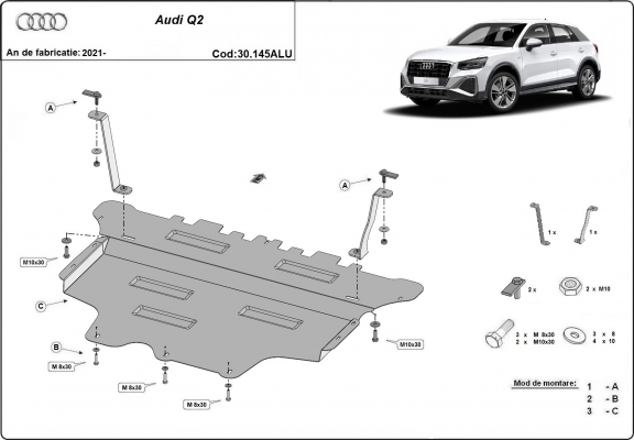 Hliníkový kryt pod motor Audi Q2