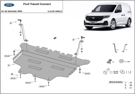 Kryt pod motor hliník Ford Transit Connect