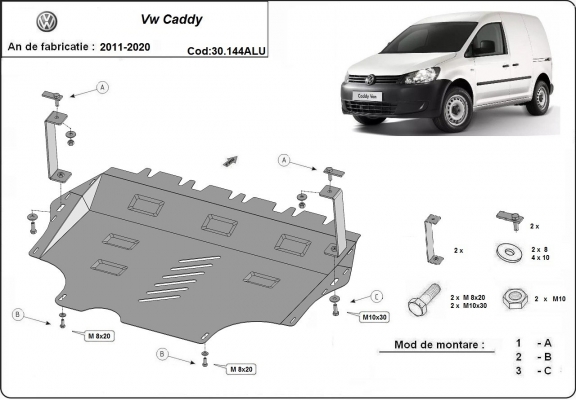 Hliníkový kryt pod motor VW Caddy