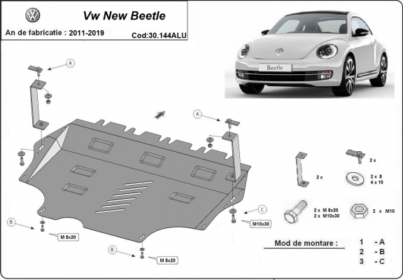 Hliníkový kryt pod motor Volkswagen New Beetle