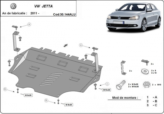 Hliníkový kryt pod motor VW Jetta