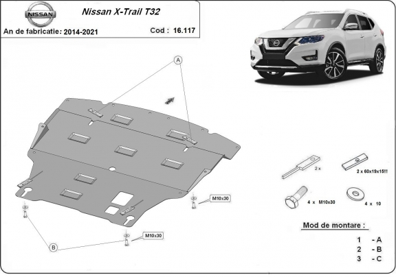 Kryt pod motor Nissan X-Trail T32