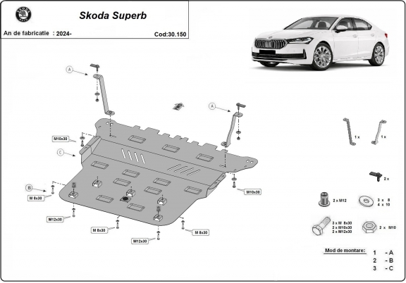 Kryt pod motor Skoda Superb 4