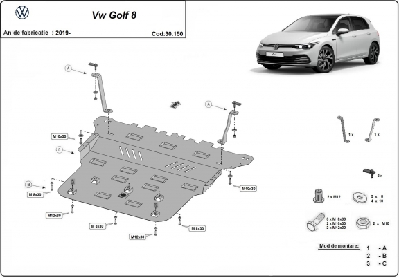 Kryt pod motor VW Golf 8