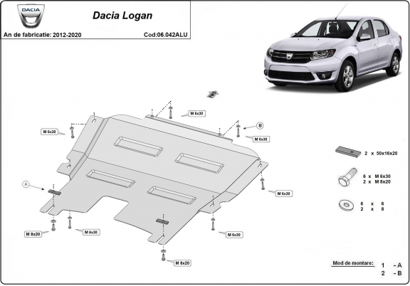 Hliníkový kryt pod motor Dacia Logan 2