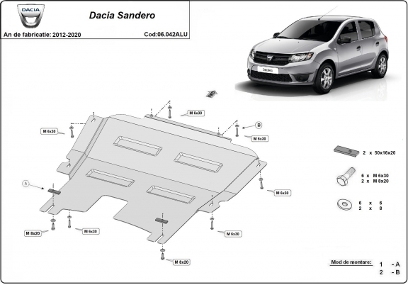 Hliníkový kryt pod motor DACIA  SANDERO 2