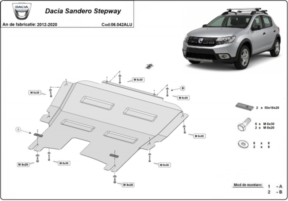 Kryt pod motor hliník Dacia SanderoStepway