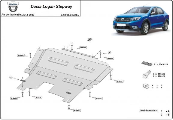 Kryt pod motor hliník Dacia Logan Stepway