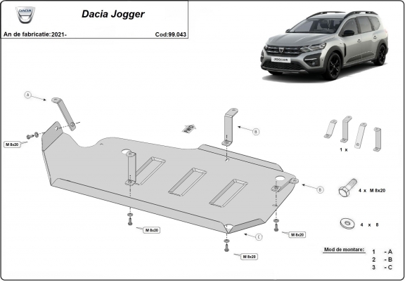 Kryt pod nádrž Dacia Jogger