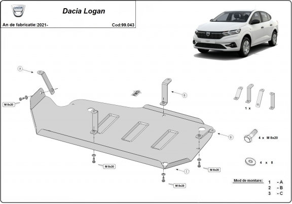 Kryt pod nádrž Dacia Logan
