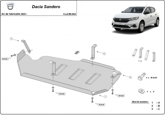 Kryt pod nádrž Dacia Sandero