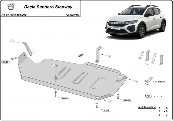 Kryt pod nádrž Dacia Sandero Stepway