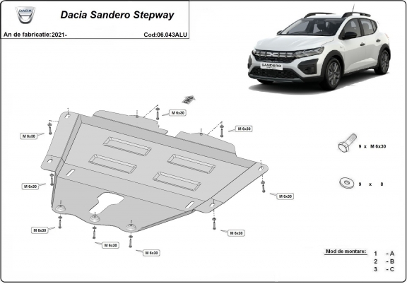 Kryt pod motor hliník Dacia Sandero Stepway