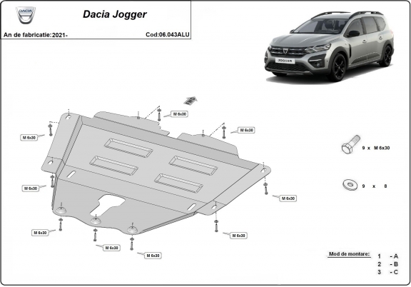 Kryt pod motor hliník Dacia Jogger