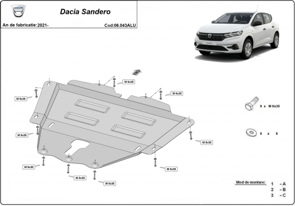 Kryt pod motor hliník Dacia Sandero