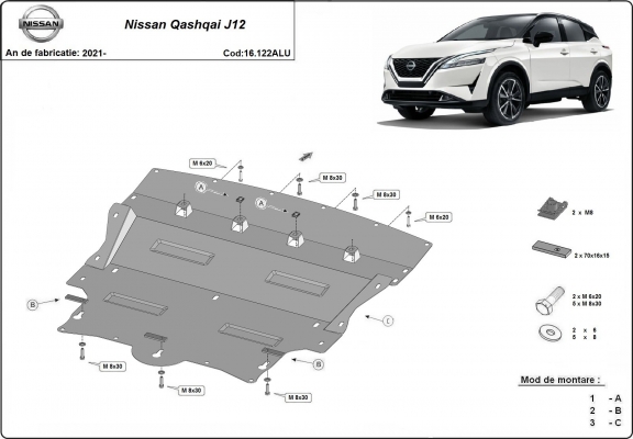 Hliníkový kryt pod motor Nissan Qashqai J12