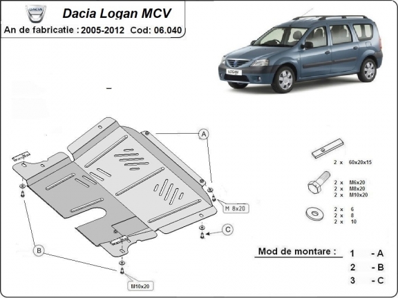 Kryt pod motor Dacia Logan 1 MCV