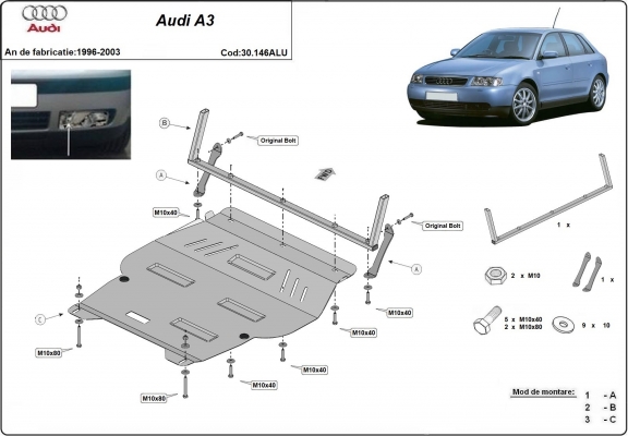 Hliníkový kryt pod motor Audi A3