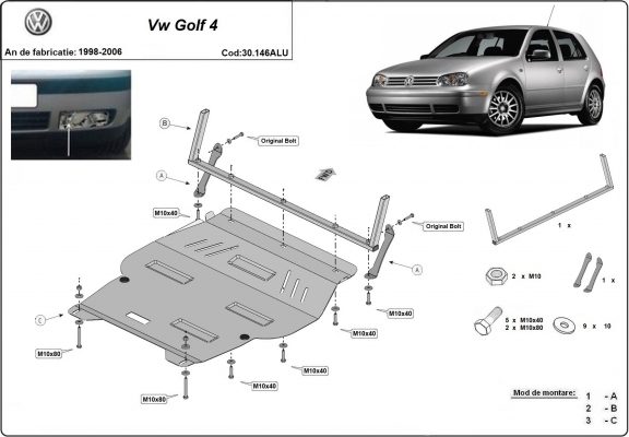 Hliníkový kryt pod motor Volkswagen Golf