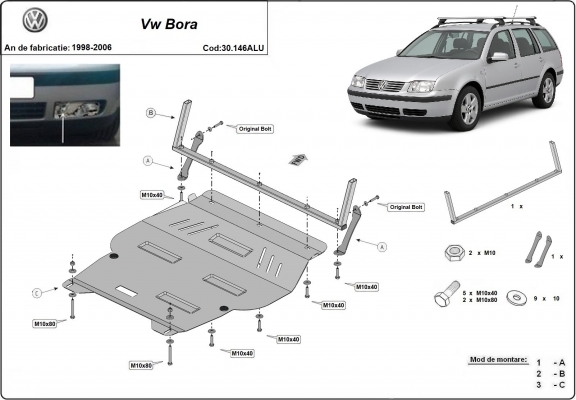 Hliníkový kryt pod motor Volkswagen Bora