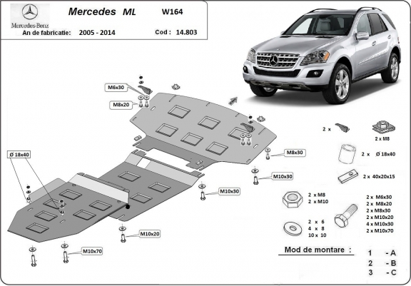 Kryt pod motor Mercedes ML W164