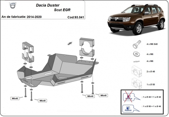 Kryt pod EGR ventil Dacia Duster