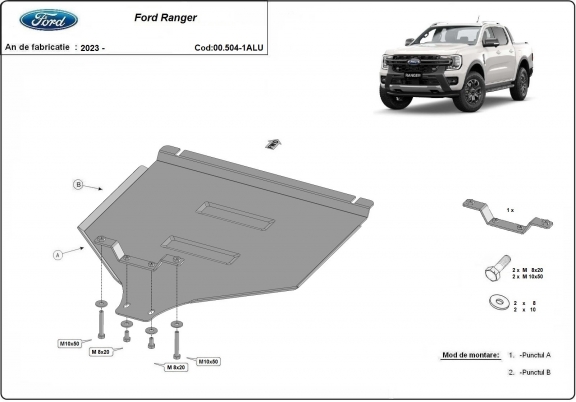 Hliník kryt pod převodovka Ford Ranger