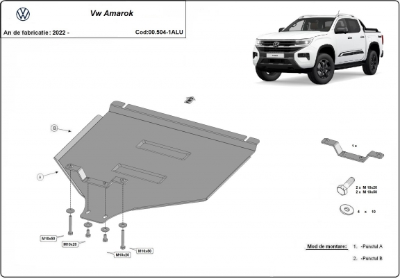 Hliník kryt pod převodovka Volkswagen Amarok