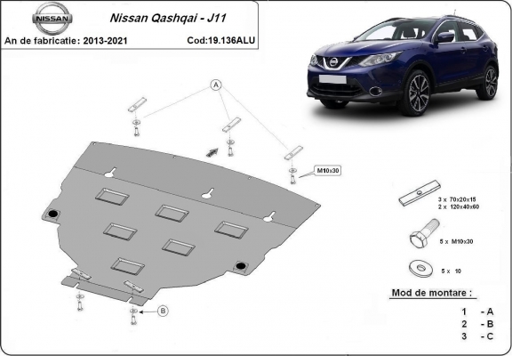 Hliníkový kryt pod motor Nissan Qashqai J11