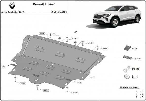 Hliníkový kryt pod motor Renault Austral
