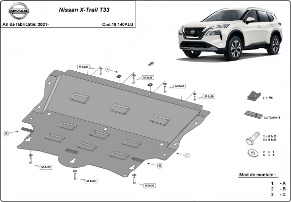 Hliníkový kryt pod motor Nissan X-Trail T33