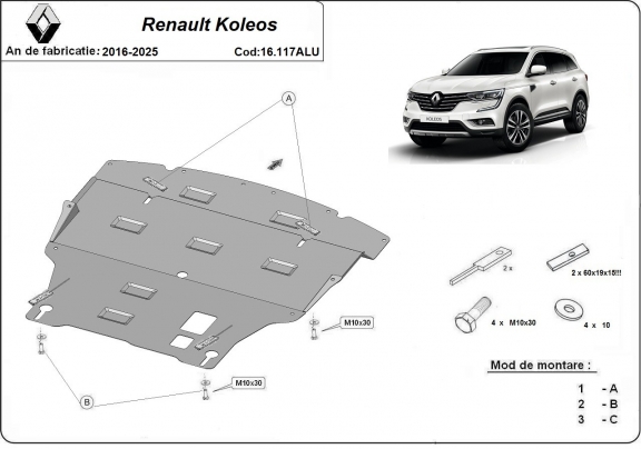 Hliníkový kryt pod motor Renault Koleos