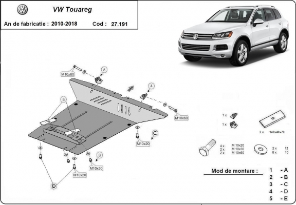 Kryt pod motor VW Touareg 7P