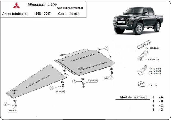 Kryt pod převodovka a diferenciál Mitsubishi L 200