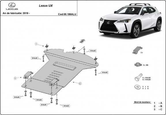 Hliníkový kryt / zámek katalyzátoru pro Lexus UX